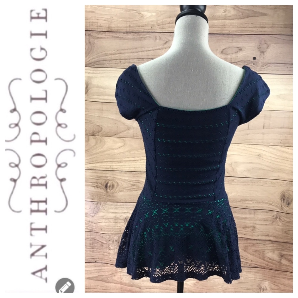 πSALEπ Anthropologie 9-h15 Blue Lace Top - Picture 3 of 8